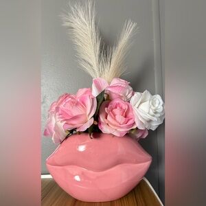 Pink Ceramic Lip Vase